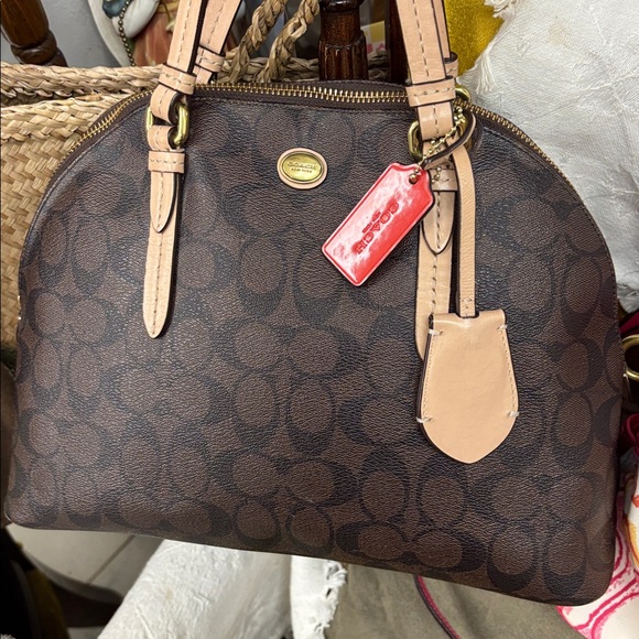 Coach Signature Brown and Tan Satchel
